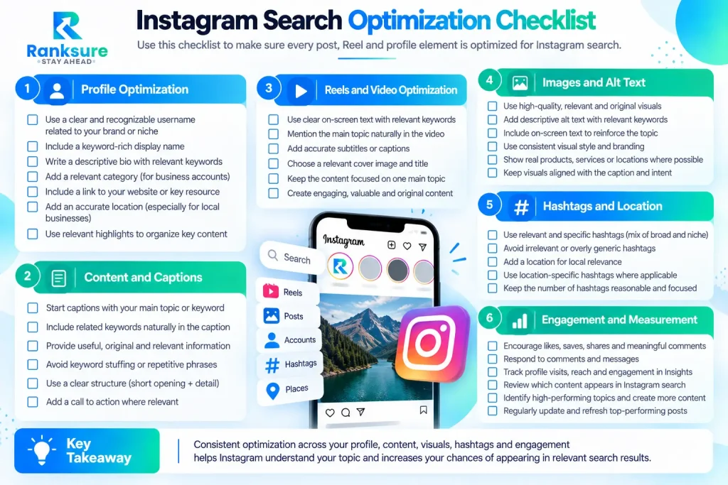 instagram search optimization checklist