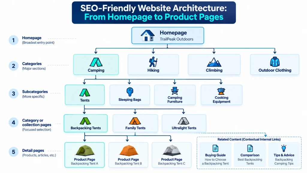website architecture and click depth how to structure your site for seo